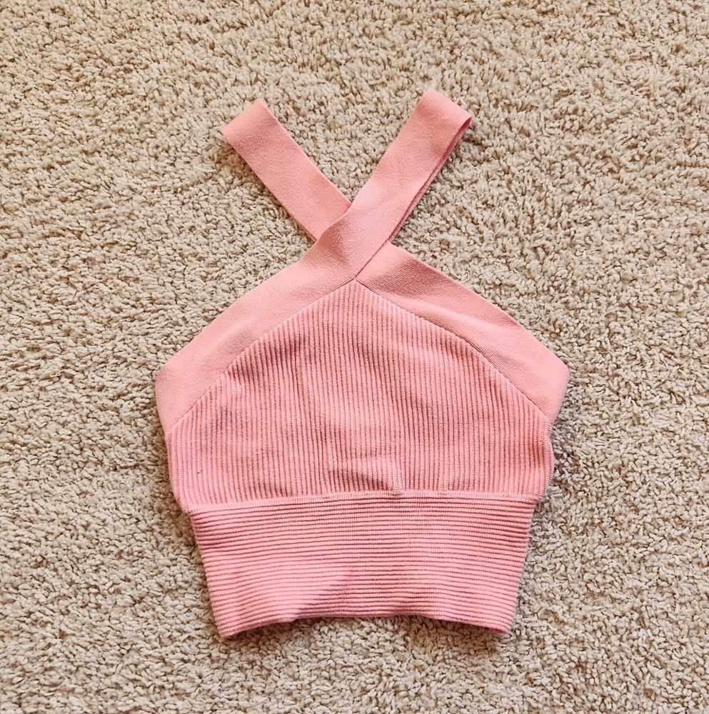 Pink abercrombie cross halter tank